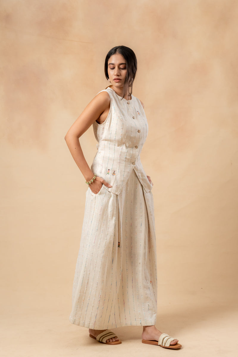 Margret Upcycled Cotton Skirt by Doodlage in beige color for women in Singapore