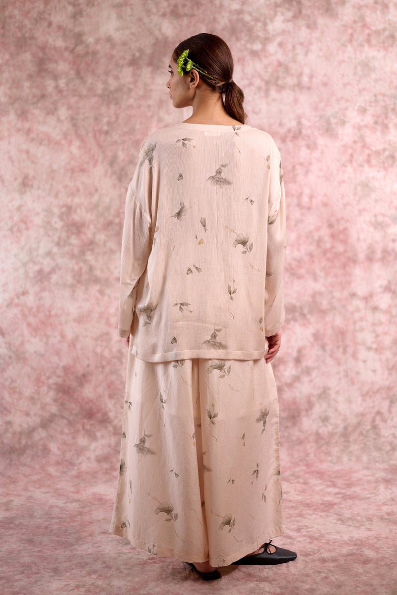 SAVANNA PRINTED SET georgette by Doodlage in beige color for women in Singapore