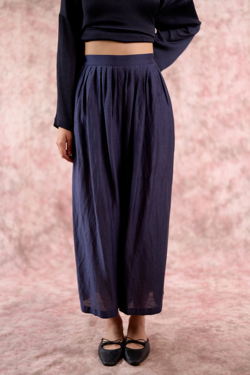 NINA NAVY SET bemberg muga silk by Doodlage in navy color for women in Singapore