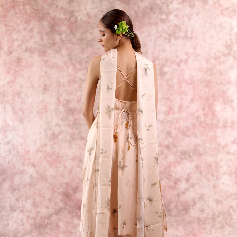 NINA PRINTED SET georgette by Doodlage in beige color for women in Singapore