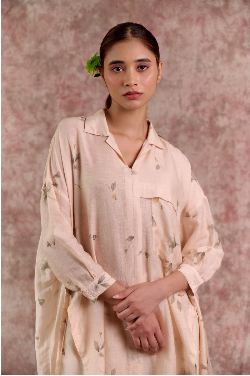 BLAKE PRINTED TUNIC linen by Doodlage in beige color for women in Singapore
