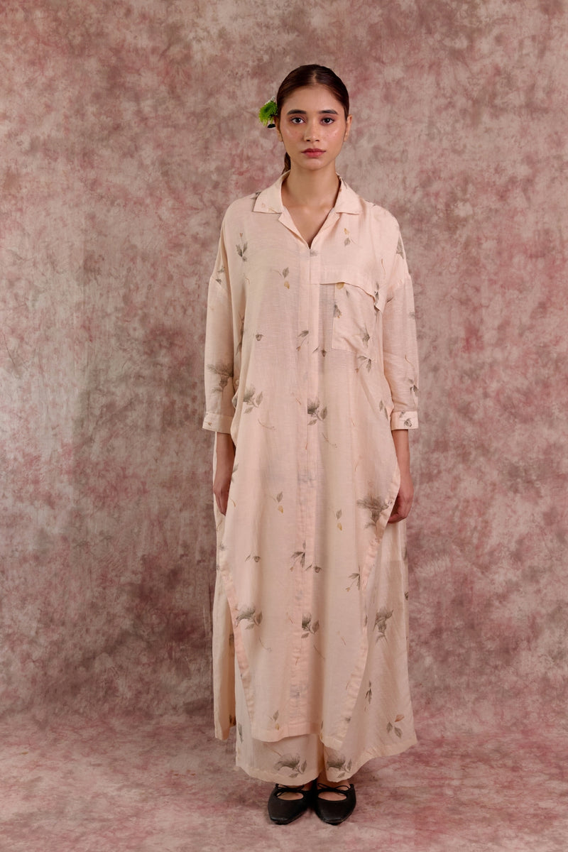 BLAKE PRINTED TUNIC linen by Doodlage in beige color for women in Singapore