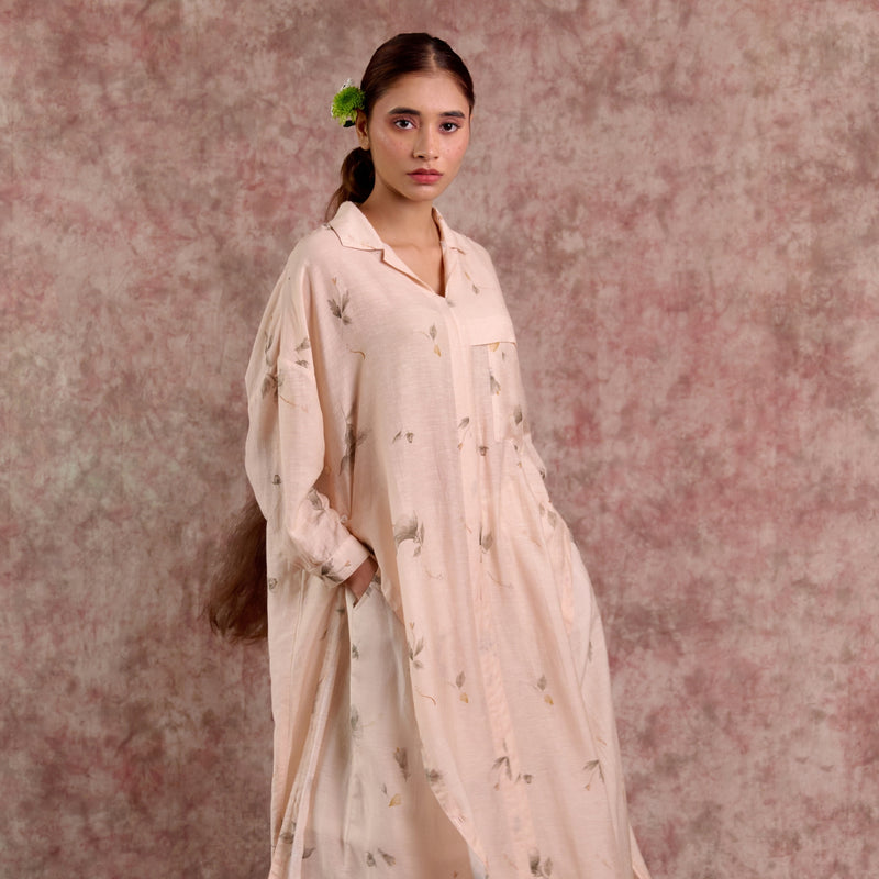 BLAKE PRINTED TUNIC linen by Doodlage in beige color for women in Singapore