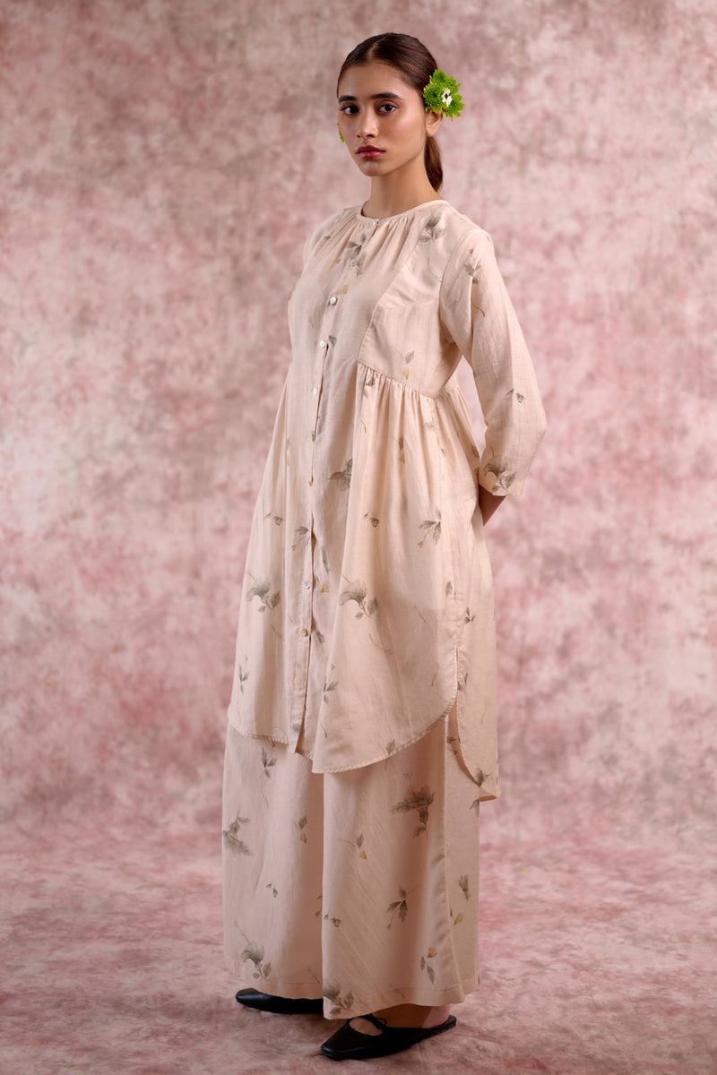 Naomi Georgette Printed Tunic georgette by Doodlage in beige color for women in Singapore