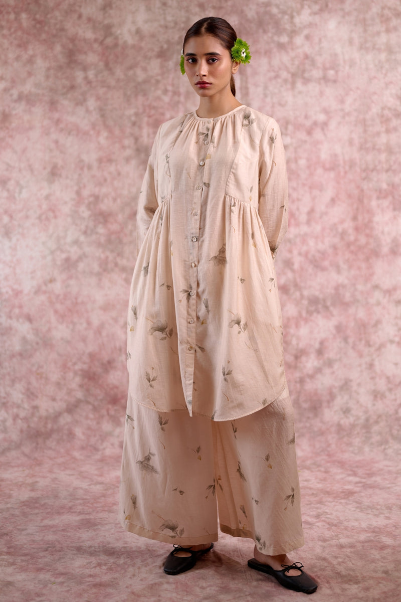 Naomi Georgette Printed Tunic georgette by Doodlage in beige color for women in Singapore