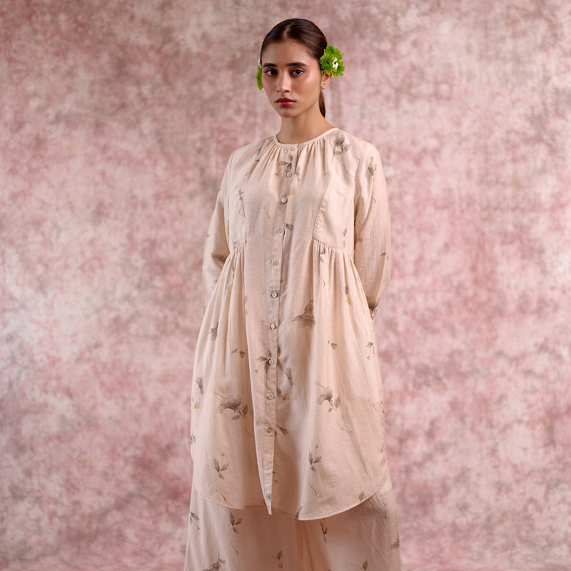 Naomi Georgette Printed Tunic georgette by Doodlage in beige color for women in Singapore
