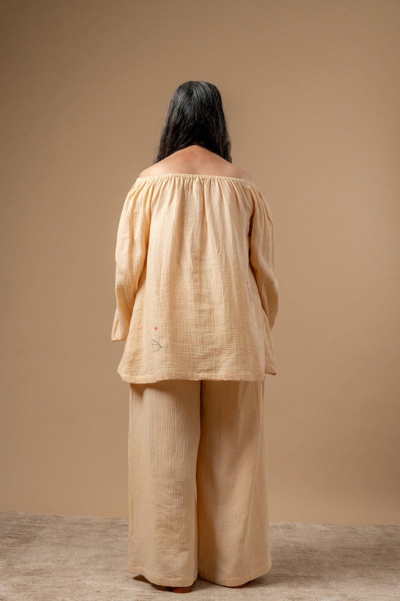 Firefly Flicker Top organic cotton gauge by Doodlage in beige color for women in Singapore