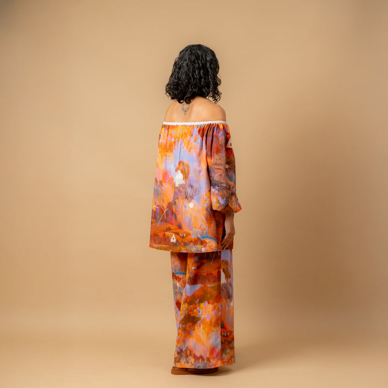 Firefly flicker printed top organic cotton gauge by Doodlage in multi color for women in Singapore
