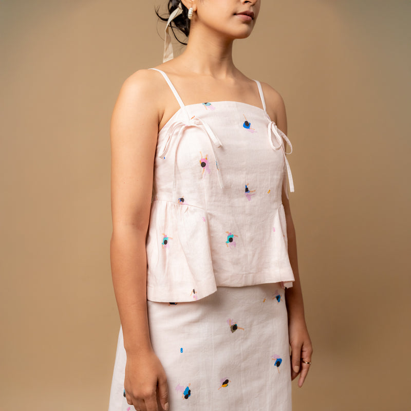 Sunhat spell printed top by Doodlage in pink color for women in Singapore