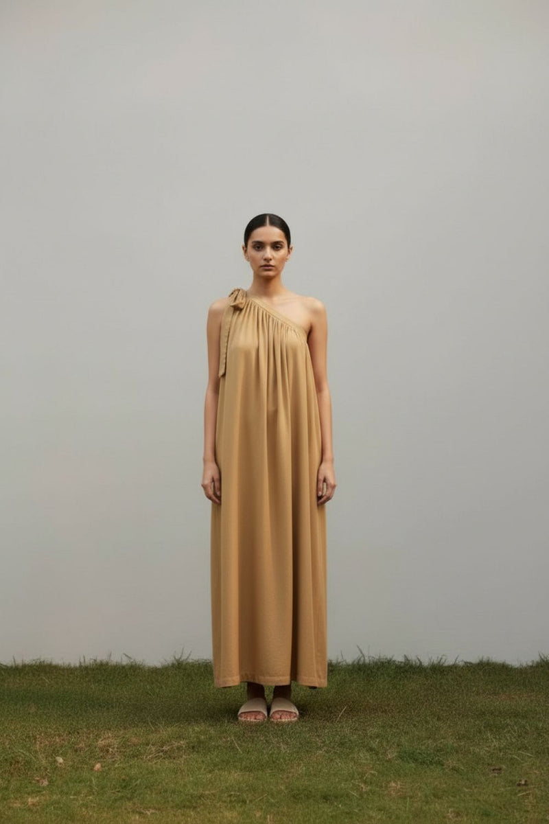 Daryl Sand Dress bemberg by Doodlage in sand color for women in Singapore