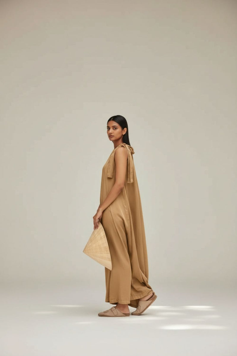Daryl Sand Dress bemberg by Doodlage in sand color for women in Singapore