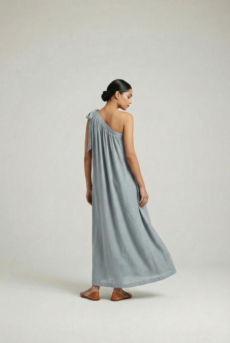 Daryl Grey Dress bemberg by Doodlage in sand color for women in Singapore