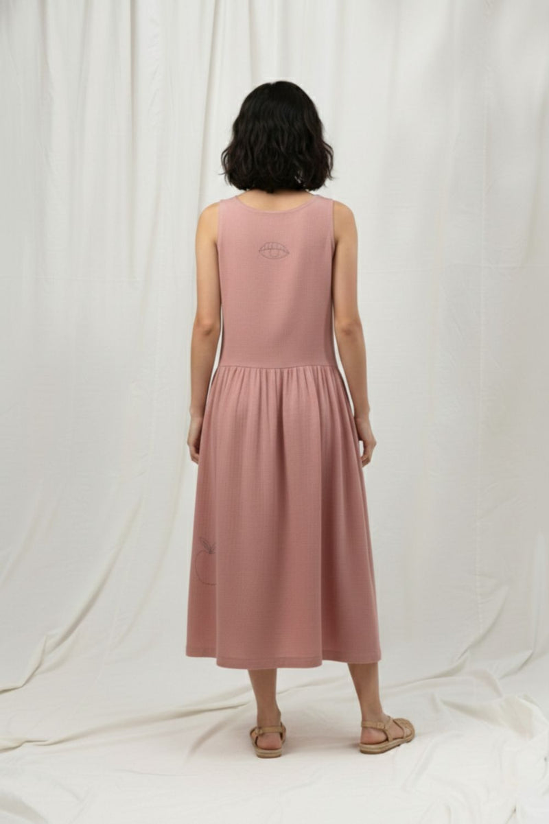 SUSAN PINK DRESS organic cotton gauge by Doodlage in pink color for women in Singapore