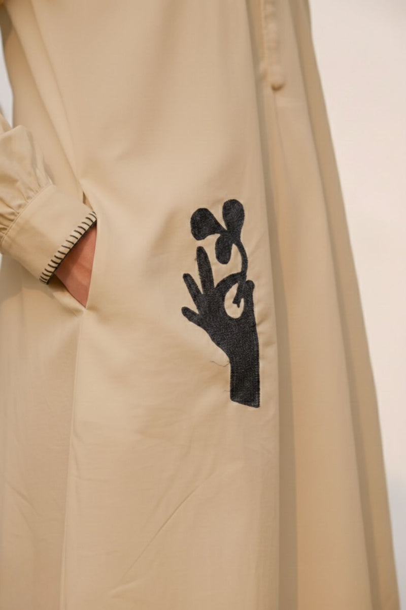 ASTRID BEIGE DRESS upcycled cotton by Doodlage in beige color for women in Singapore