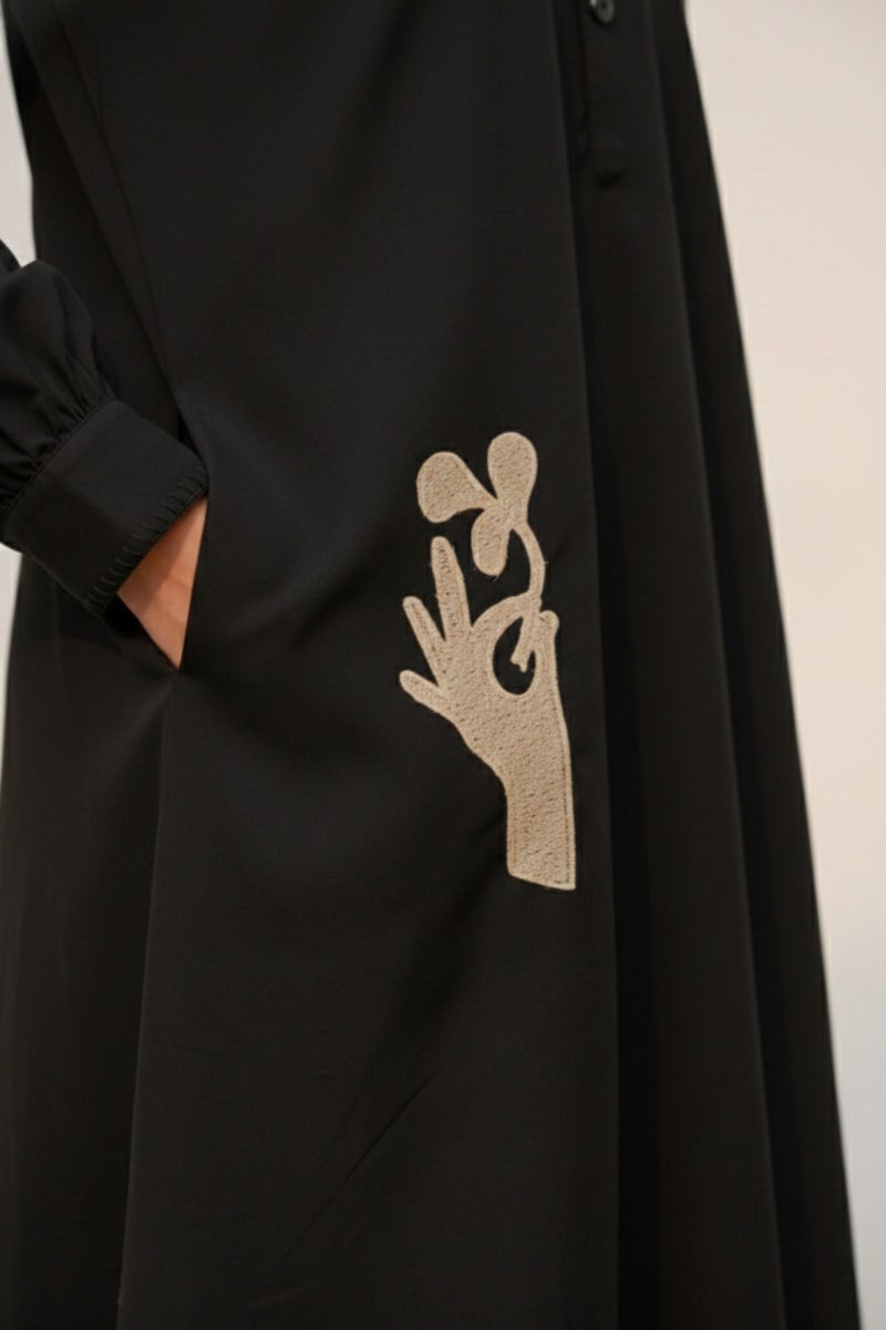 ASTRID BLACK DRESS upcycled cotton by Doodlage in black color for women in Singapore