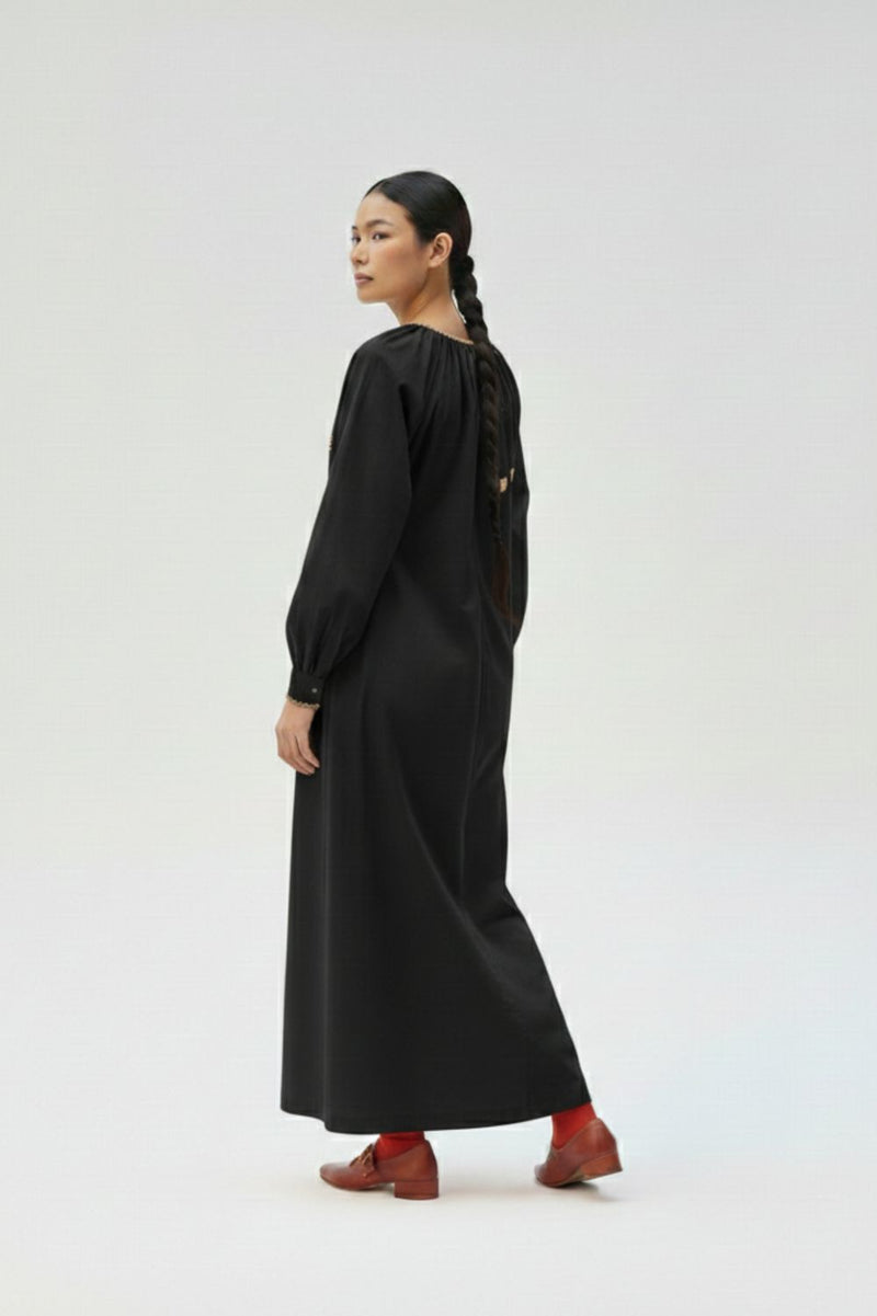 ASTRID BLACK DRESS upcycled cotton by Doodlage in black color for women in Singapore