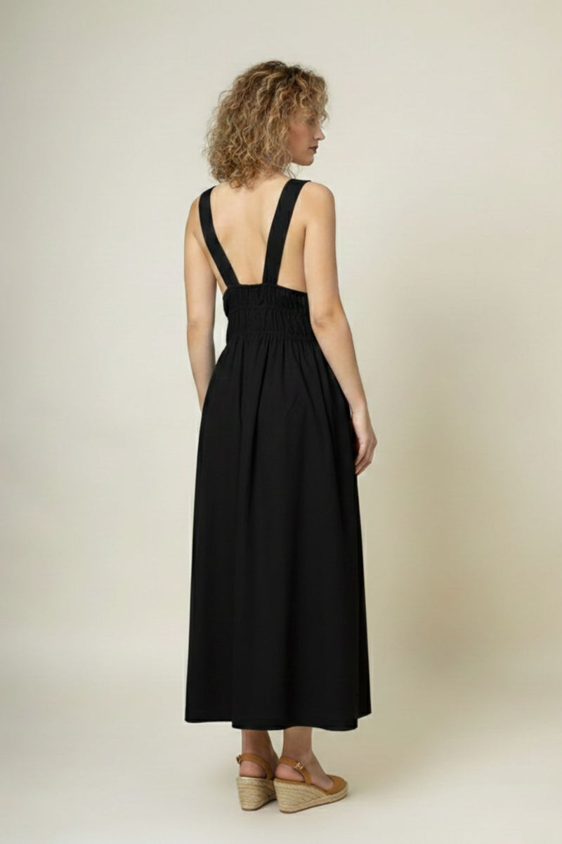 AUGUST BLACK DRESS upcycled cotton by Doodlage in black color for women in Singapore