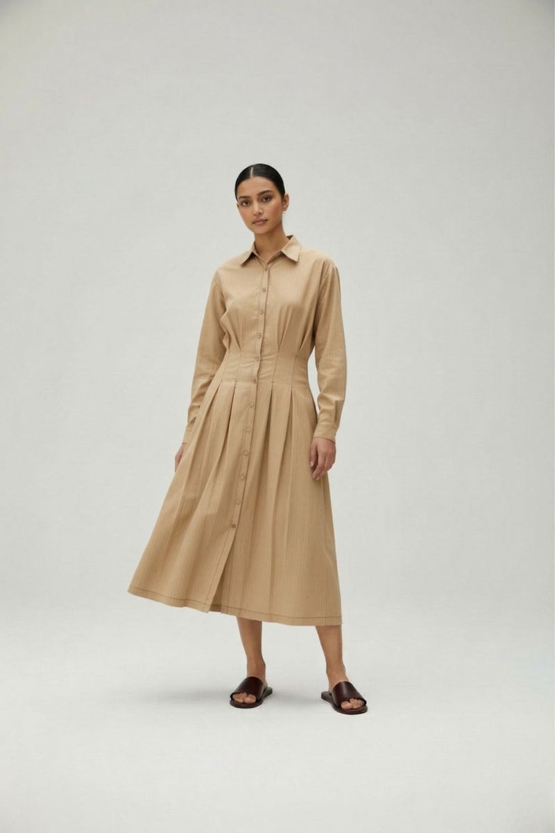 CECILE BEIGE DRESS lyocell blend by Doodlage in beige color for women in Singapore