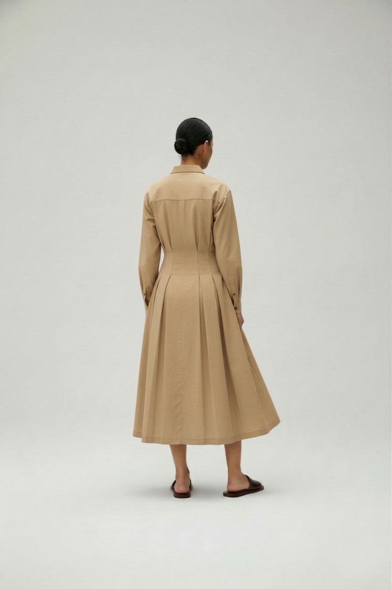 CECILE BEIGE DRESS lyocell blend by Doodlage in beige color for women in Singapore