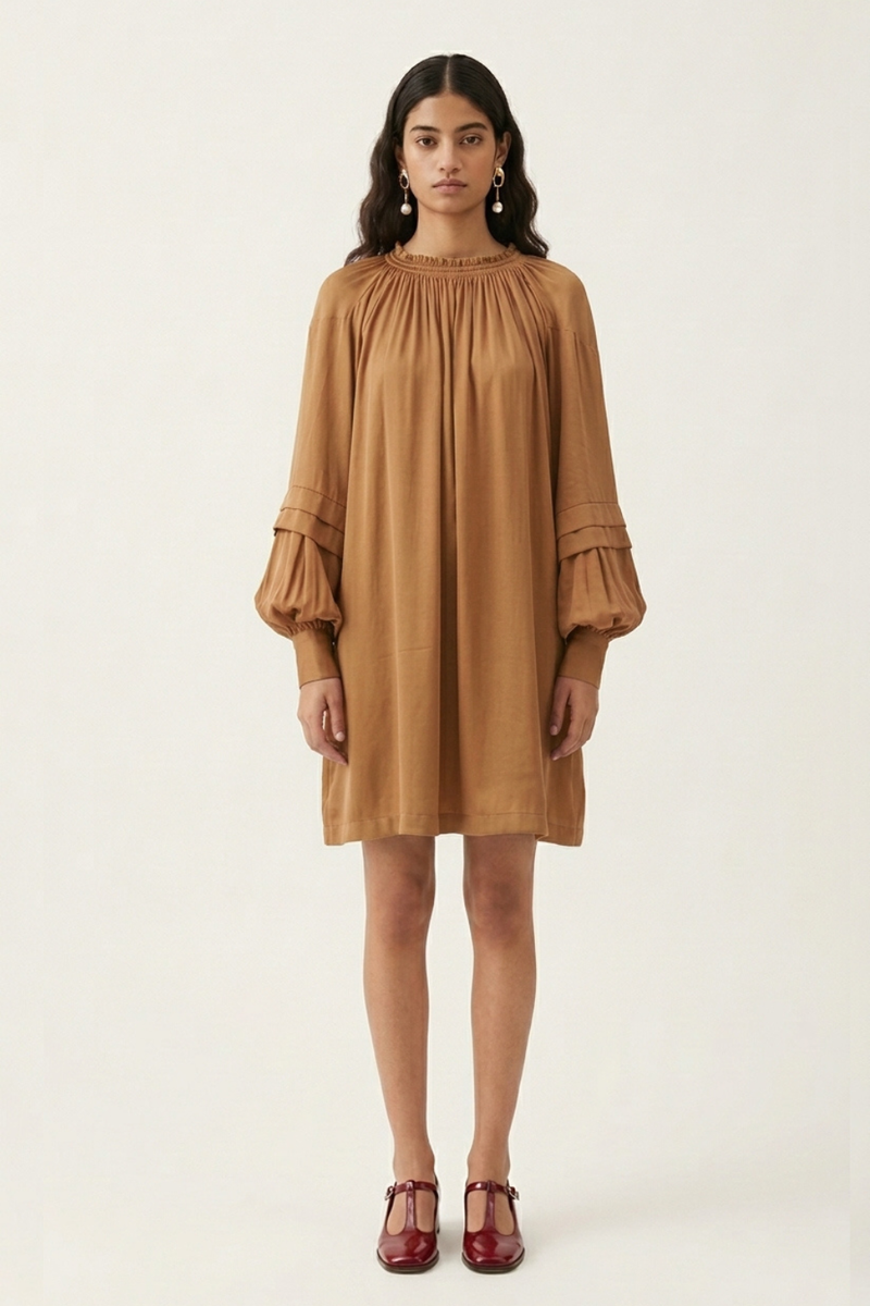 ALICE SAND DRESS bemberg by Doodlage in sand color for women in Singapore