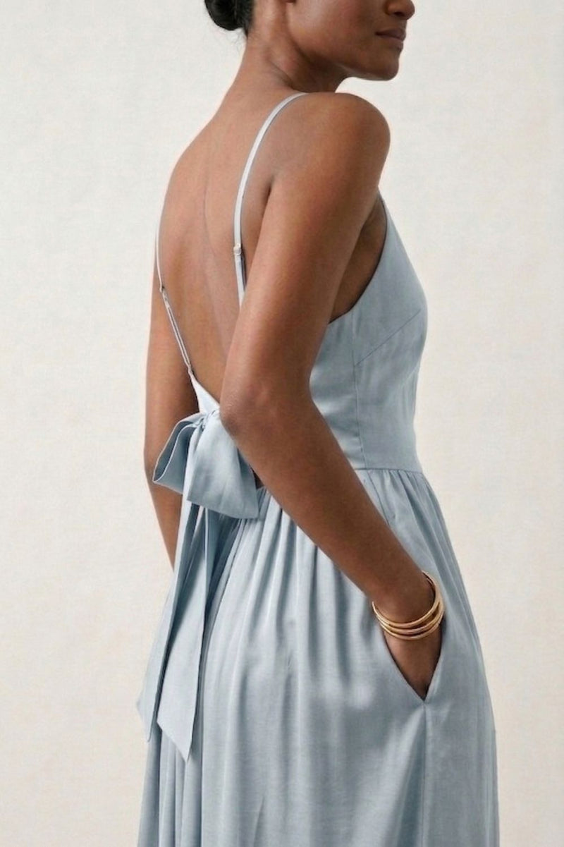 MARY BLUE DRESS bemberg by Doodlage in blue color for women in Singapore