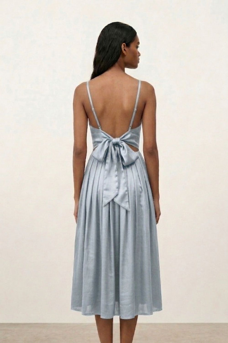 MARY BLUE DRESS bemberg by Doodlage in blue color for women in Singapore