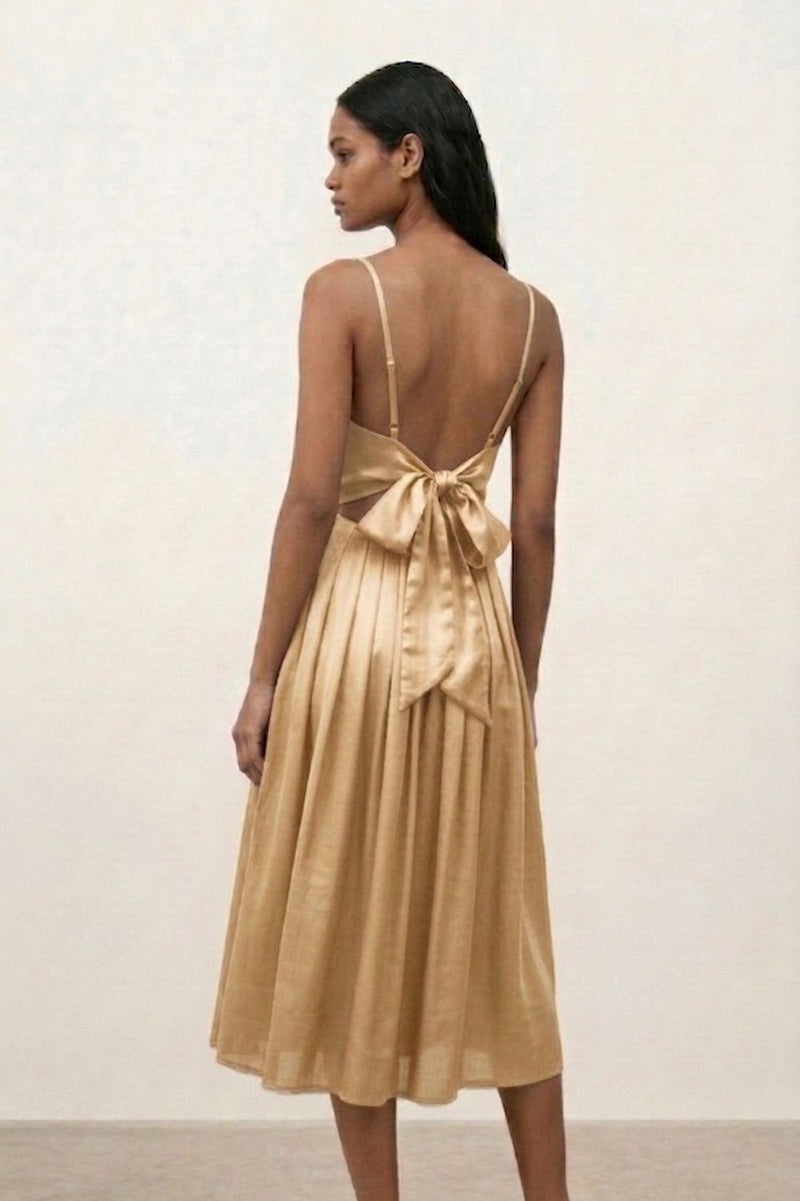 MARY SAND DRESS bemberg by Doodlage in sand color for women in Singapore