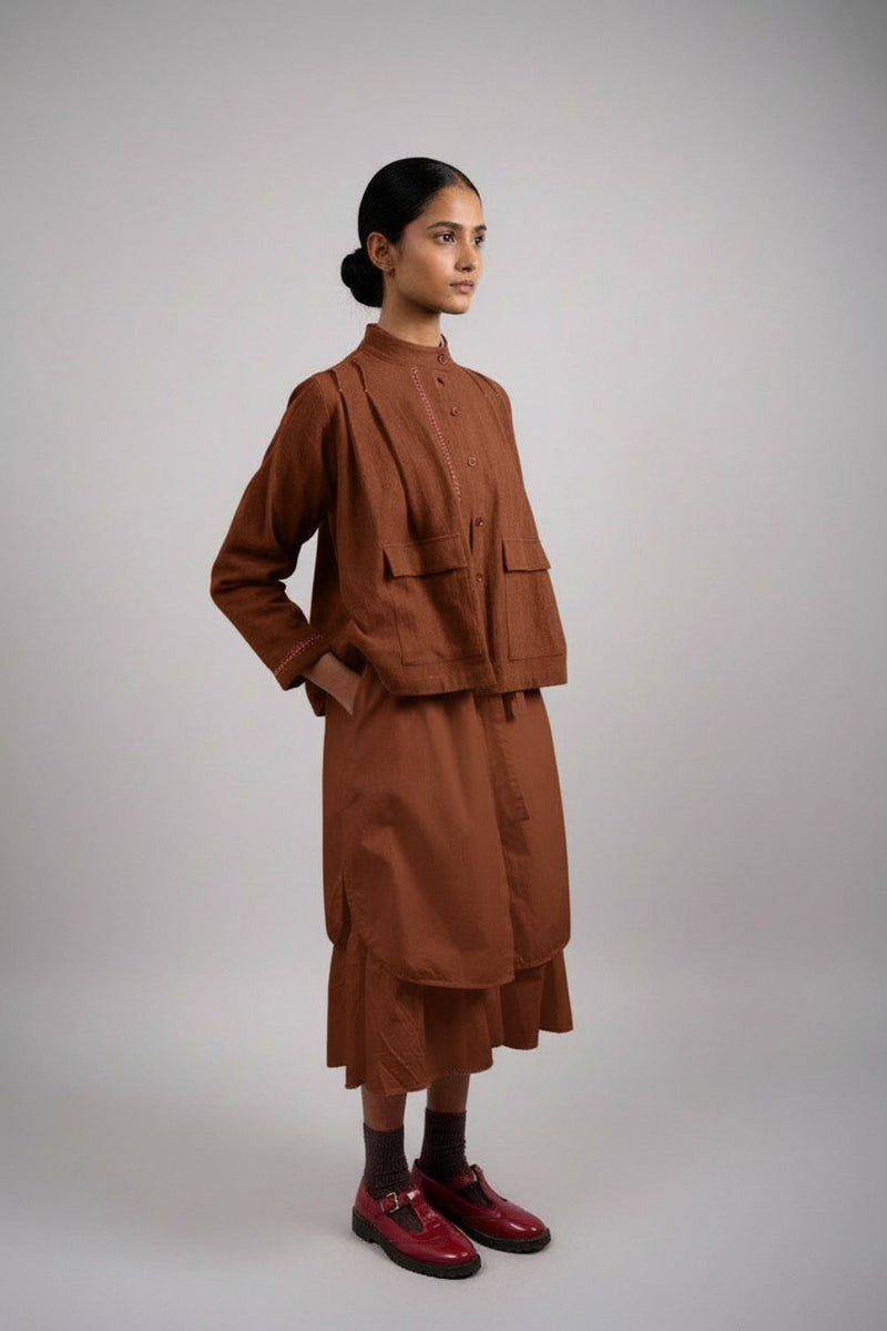 Varna Rust Jacket cotton by Doodlage in rust color for women in Singapore