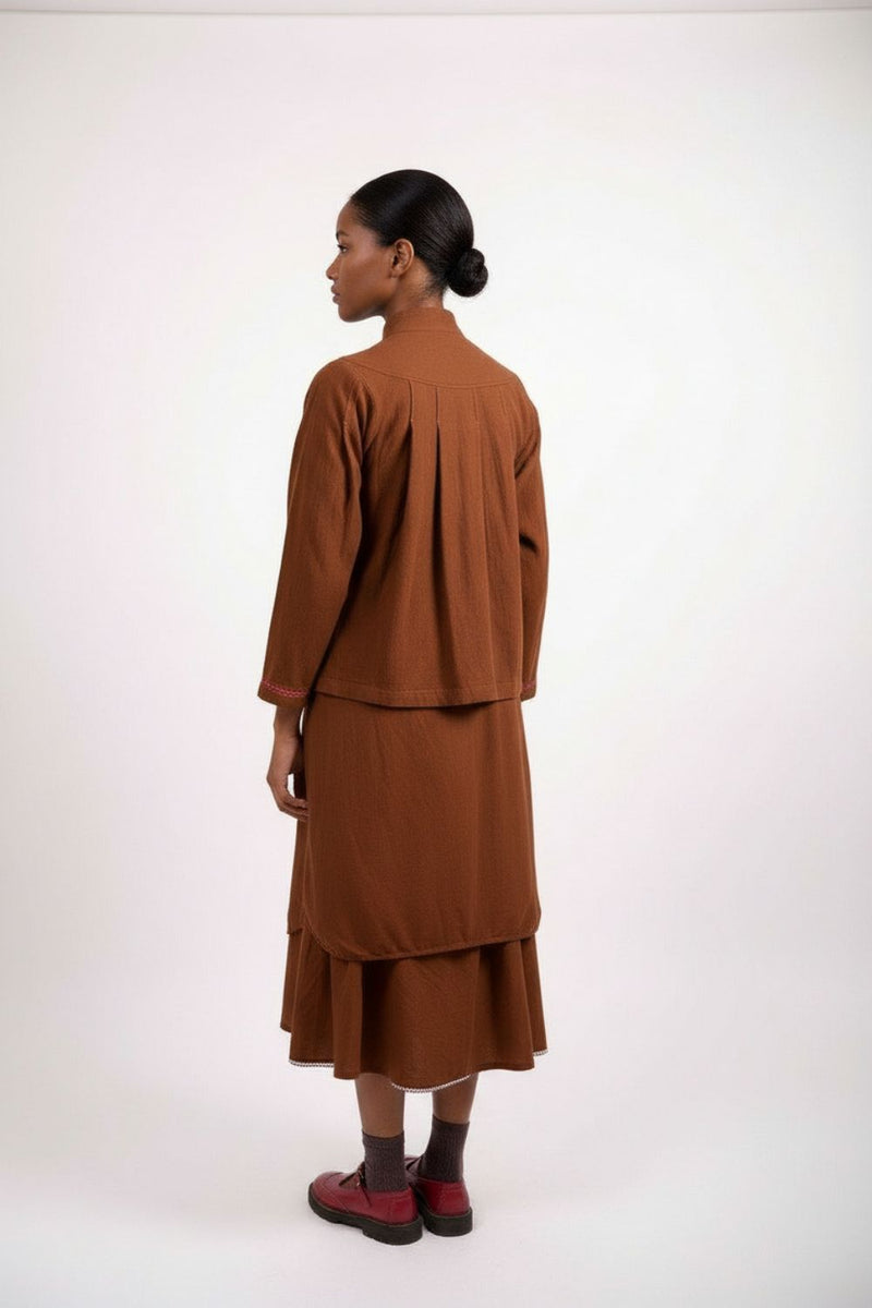 Varna Rust Jacket cotton by Doodlage in rust color for women in Singapore