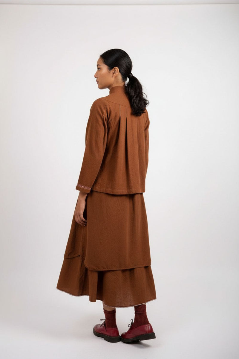 Varna Rust Jacket cotton by Doodlage in rust color for women in Singapore