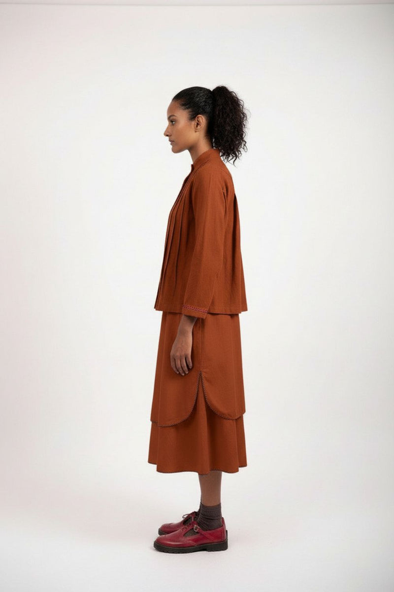 Varna Rust Jacket cotton by Doodlage in rust color for women in Singapore