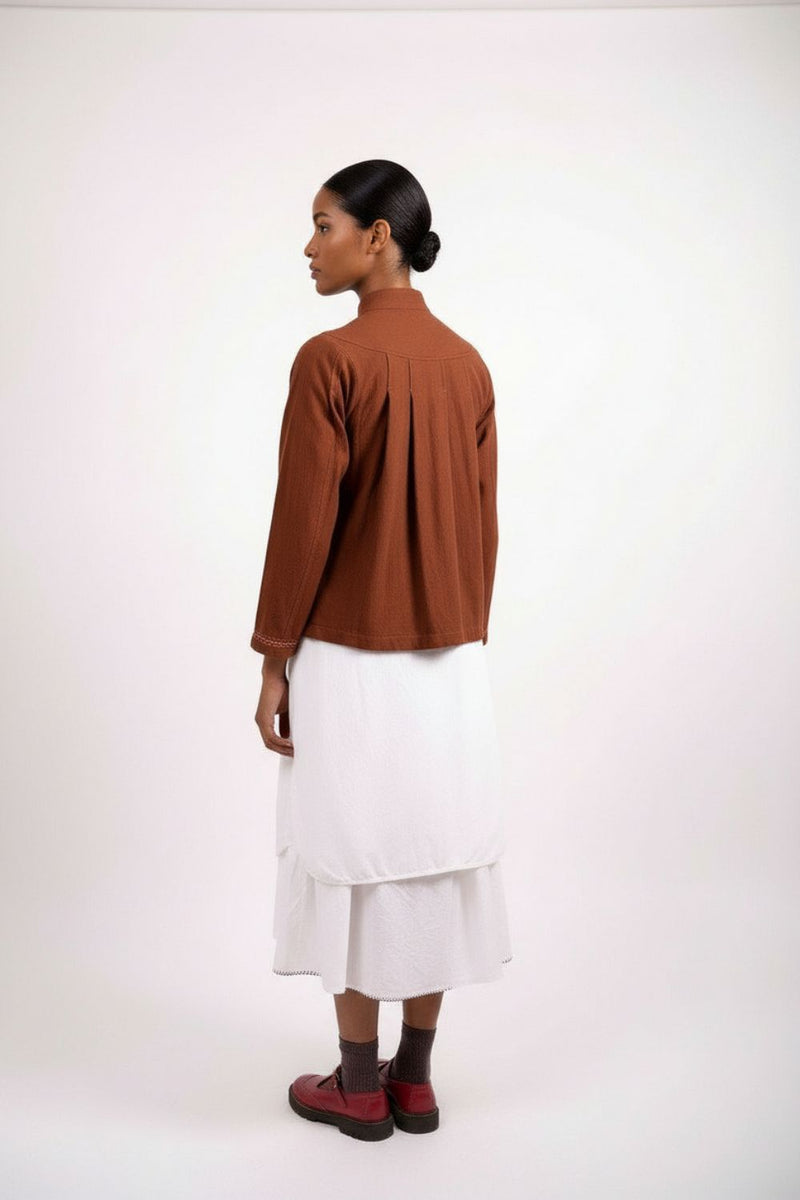 Varna Rust Jacket cotton by Doodlage in rust color for women in Singapore