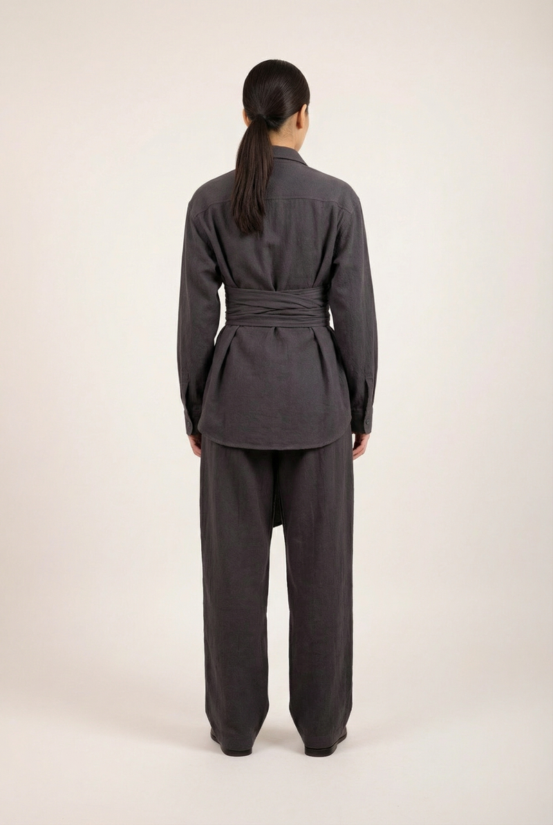 Ember Grey Pants cotton by Doodlage in grey color for women in Singapore