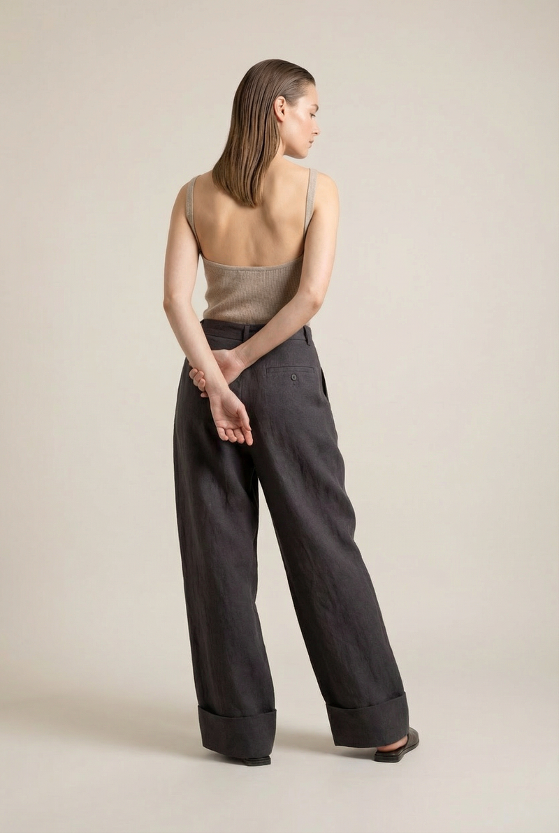 Ember Grey Pants cotton by Doodlage in grey color for women in Singapore