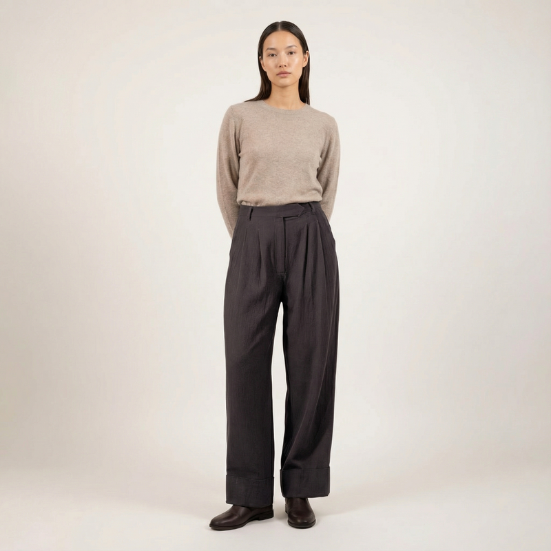 Ember Grey Pants cotton by Doodlage in grey color for women in Singapore