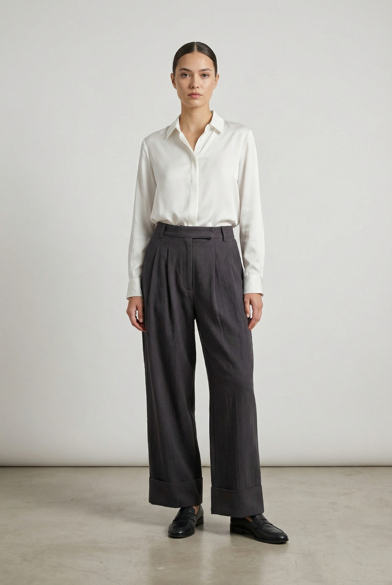 Ember Grey Pants cotton by Doodlage in grey color for women in Singapore