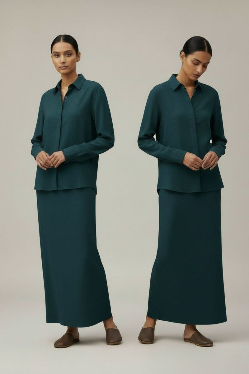 Abby Midnight Blue Skirt upcycled cotton by Doodlage in blue color for women in Singapore