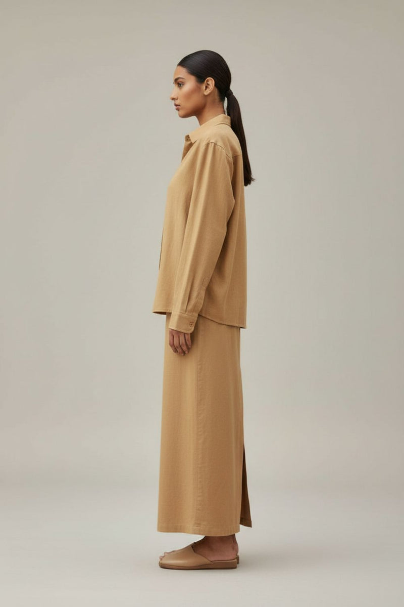 Abby Sand Skirt upcycled cotton by Doodlage in sand color for women in Singapore