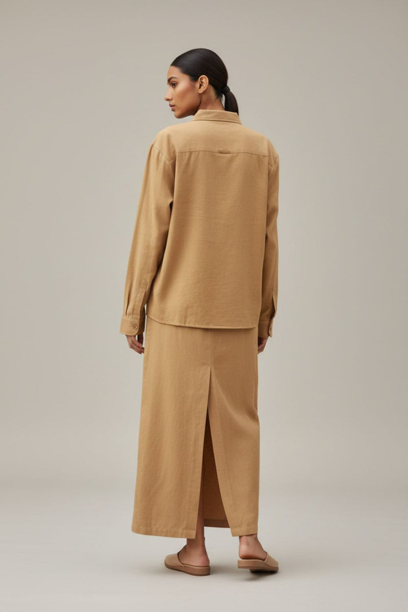 Abby Sand Skirt upcycled cotton by Doodlage in sand color for women in Singapore