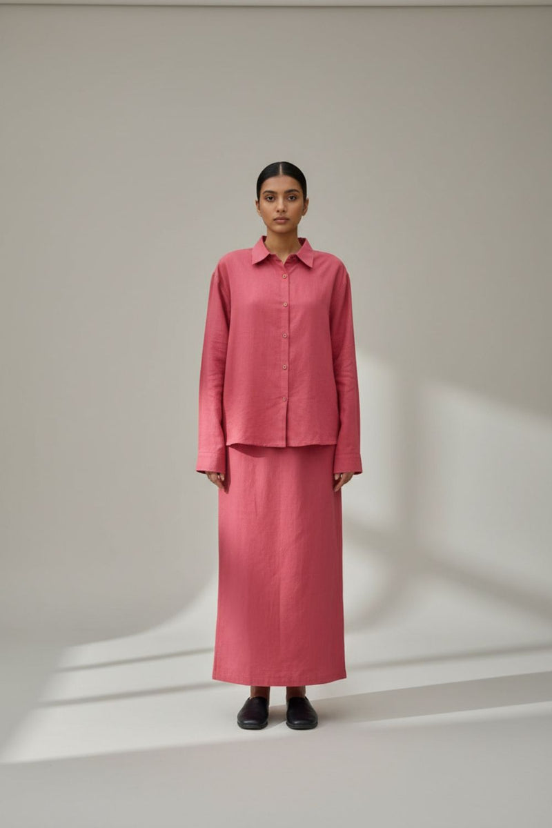 Abby Pink Skirt upcycled cotton by Doodlage in pink color for women in Singapore