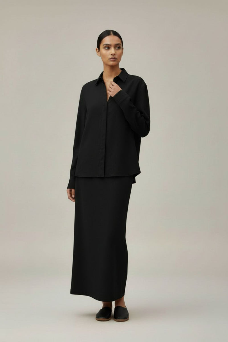ABBY BLACK SKIRT patchwork by Doodlage in black color for women in Singapore
