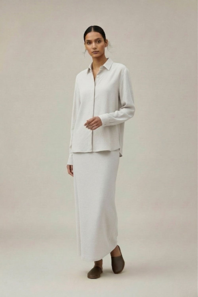 ABBY WHITE SKIRT patchwork by Doodlage in white color for women in Singapore