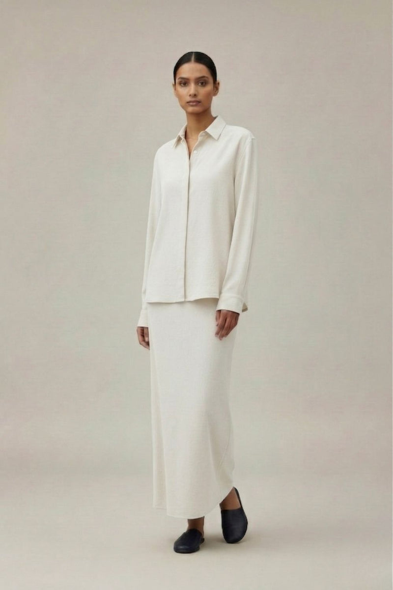 ABBY WHITE SKIRT patchwork by Doodlage in white color for women in Singapore