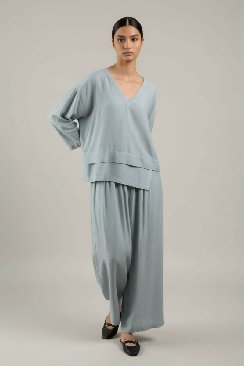 Savanna Grey Set linen by Doodlage in grey color for women in Singapore