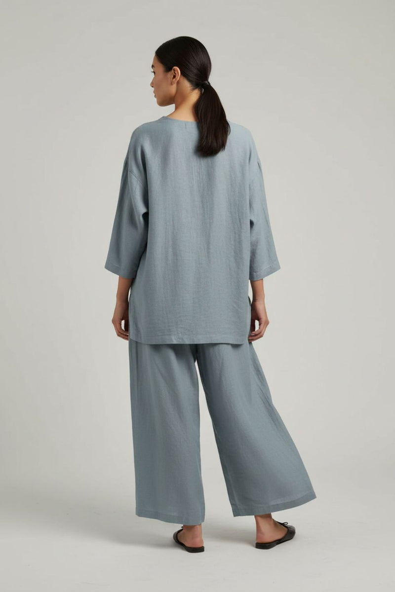 Savanna Grey Set linen by Doodlage in grey color for women in Singapore