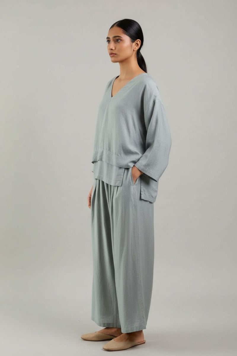 Savanna Grey Set linen by Doodlage in grey color for women in Singapore