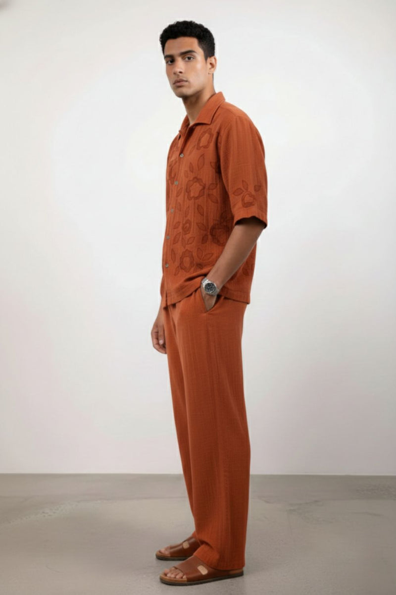 FLORIQUE RUST SET organic cotton gauze by Doodlage Men in rust color for men in Singapore