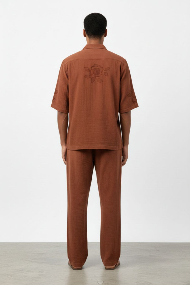 FLORIQUE RUST SET organic cotton gauze by Doodlage Men in rust color for men in Singapore