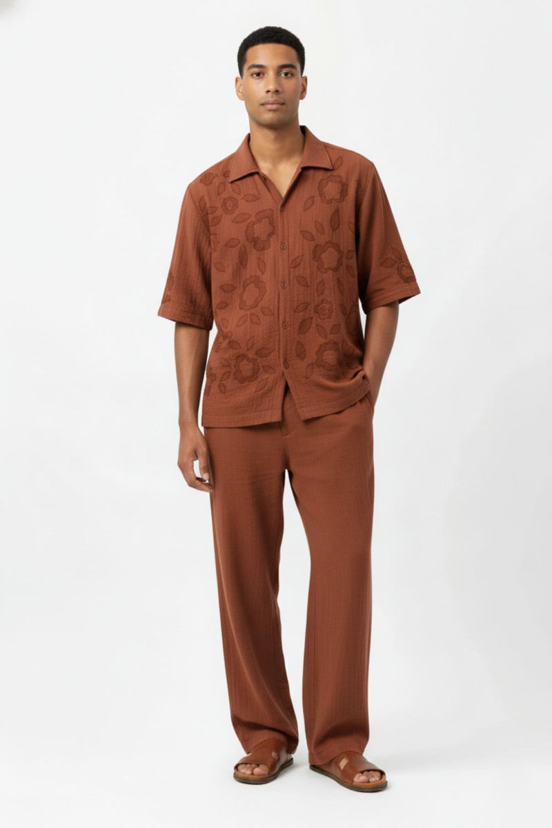 FLORIQUE RUST SET organic cotton gauze by Doodlage Men in rust color for men in Singapore