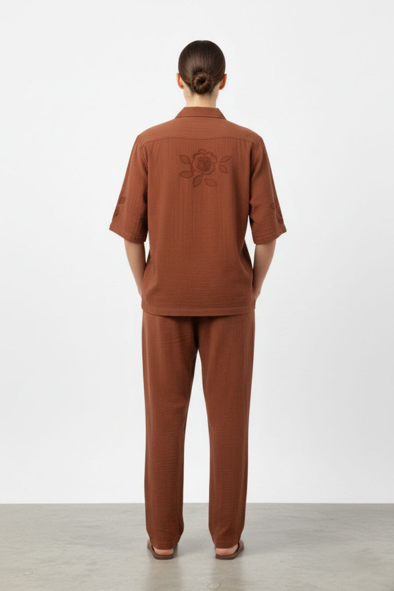FLORIQUE RUST SET organic cotton gauze by Doodlage Men in rust color for men in Singapore